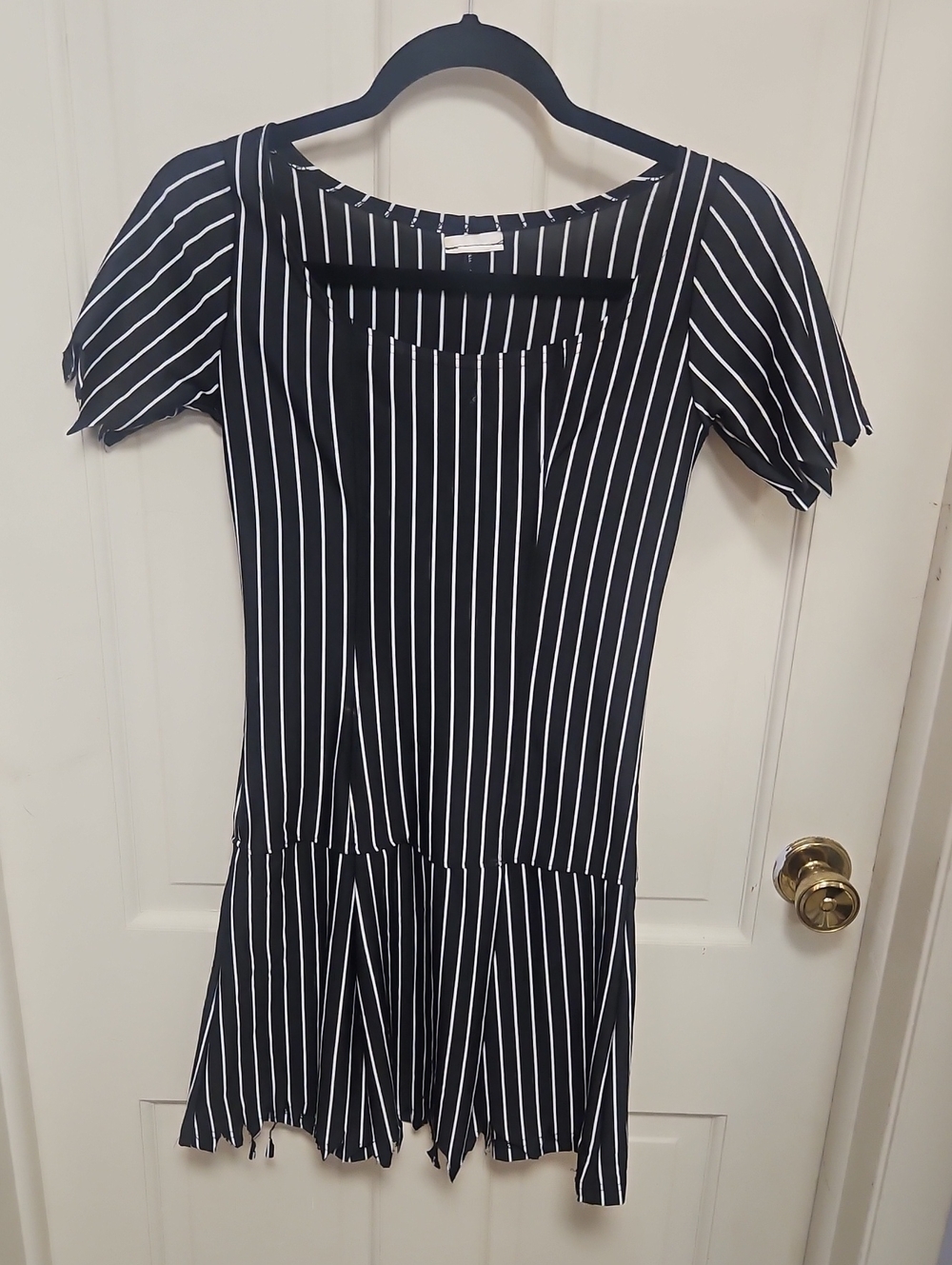 Bettlejuice Black & White Striped Square Neck Dress